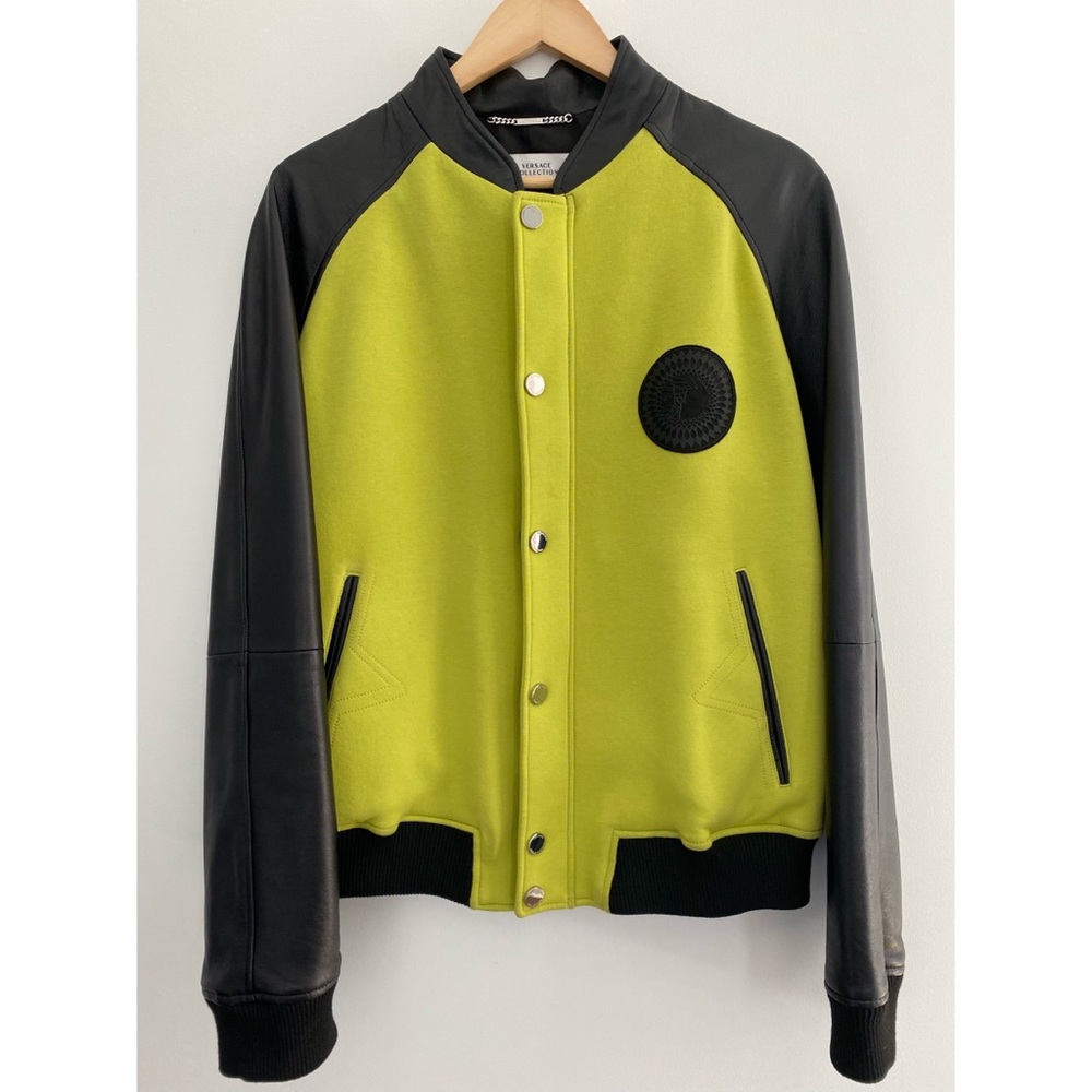 Barely Worn Versace Bomber with Leather Sleeves